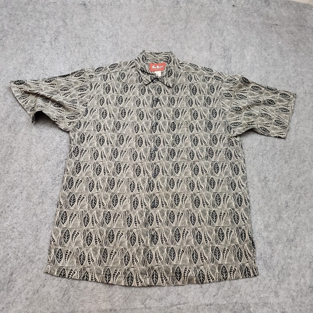 VINTAGE Pau Hana Shirt Mens Medium Brown Black Hawaiian Button Up Adult 90s‎